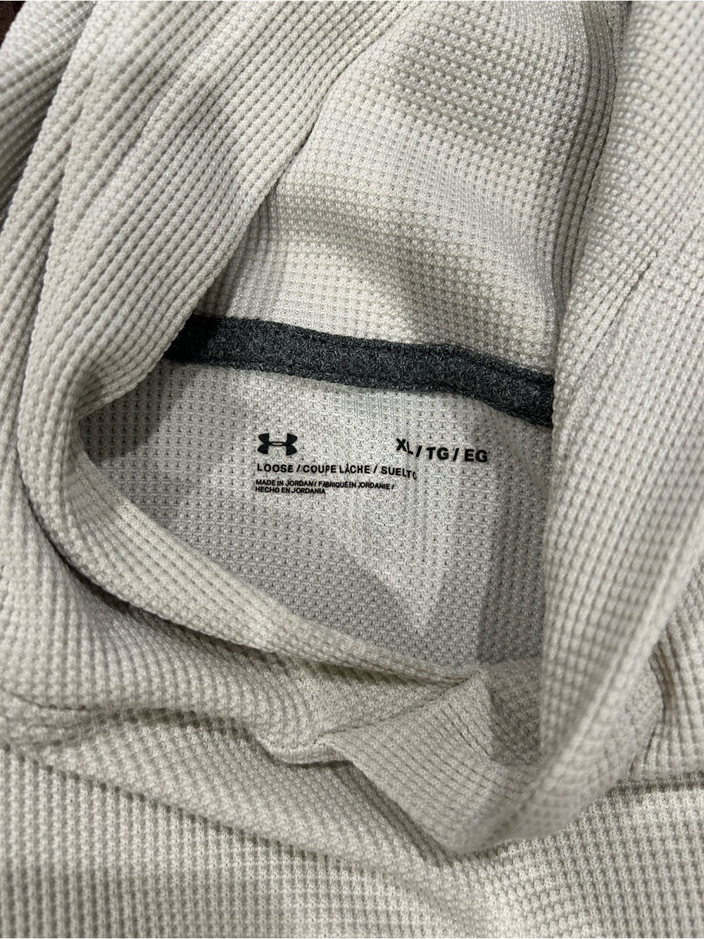 Under Armour Men’s Light Cream Hoodie with Black Logo - Picture 2 of 2